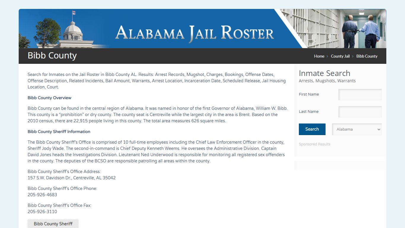 Bibb County | Alabama Jail Inmate Search